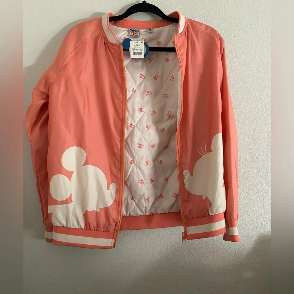 Disney Mickey And Mini Mouse Bomber Jacket Pink XL Girls